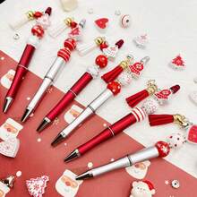 6 قطع من مجموعة أقلام وخرز خشبي بتصميم موضوع الفاكهة (تفاح، فراولة، مانجو، بطيخ، برتقال، عنب)، مناسبة لصنع المجوهرات DIY، الكتابة في المكتب والمدرسة، هدايا عيد الميلاد، وتوزيعات الحفلات