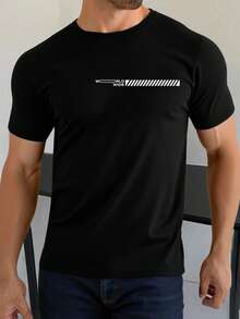 Shendy Vendy Playera cuello redondo manga corta para caballero 100% algodón con diseño de frase WORLD WIDE - Negro - Ver 1