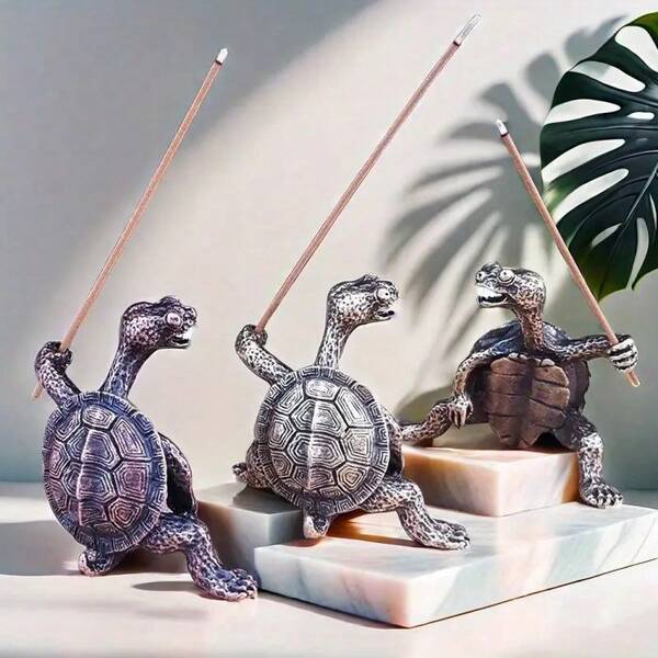 Antique Copper Kung Fu Turtle Thread Incense Insertion Handmade Tea Pet Small Ornament Antique Play Golden Money Turtle Alloy Handle--Hot Cream For Belly Fat Burner Cone Incense Burner Incense Stick Holder Gift