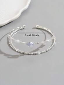 1pc Minimalist Copper Inlaid Crystal Water Drop Bangle Bracelet, Suitable For Daily Wear