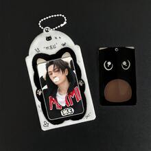 1 peça porta-cartões com imagem de animal fofo, porta-álbum de ídolos K porta-cartões com proteção En-Hypen, material PU, aplicável a cartões de fotos de 3 a 3,5 polegadas, cartões de fotos de estrelas, porta-cartões de fotos, chaveiro, periférico de jogos de anime, armazenamento e exibição de cartões pequenos