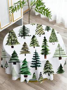1 pieza Mantel con estampado de serie de árboles, mantel rectangular/redondo moderno de poliéster impermeable, impresión digital adecuada para sala de estar, mesa de comedor al aire libre, mesa redonda pequeña - Multicolor - Ver 10