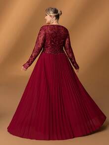 Faeriesty Mosy Plus Size Elegant Round Neck Long Sleeve A-Line Mother Of The Bride Gown: Timeless Design For Weddings, Formal Galas, Black-Tie Dinners, Charity Balls, Evening Soirees