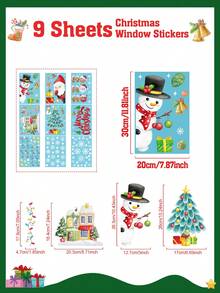 9pcs Window Clings Window Decorations Xmas Window Stickers,Christmas Snowman Santa Claus Design Window Stickers For Glass,Christmas Decal Decorations Holiday Snowflakes Xmas Tree Decals,Christmas Decoration Stickers,Home Decor,Wall Decal,DIY Decor,Merry Christmas,Xmas Party Gift