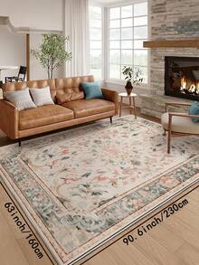 1 Stück hellrosa Wohnzimmer Großer Teppich, bohemian-retro Stil, Flaumiges Material mit 10mm Dicke, weich und angenehm anzufassen, leicht zu pflegen, wasserfest und fleckabweisend, rutschfeste Rückseite, Teppich für Lobby, Schlafzimmer, Wohnzimmer, Badezimmer, Küche, Esszimmer, Büro, Raumdekoration und Fußmatte, für Feiertage.