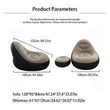 Lazy Sofa, Inflatable Sofa, Home Inflatable Leisure Chair, Flocked Sofa, With Inflatable Footrest, With Foot-Operated Air Pump, Suitable For Resting At Home Or In The Office, Outdoor Folding Sofa Chair Red, Brown