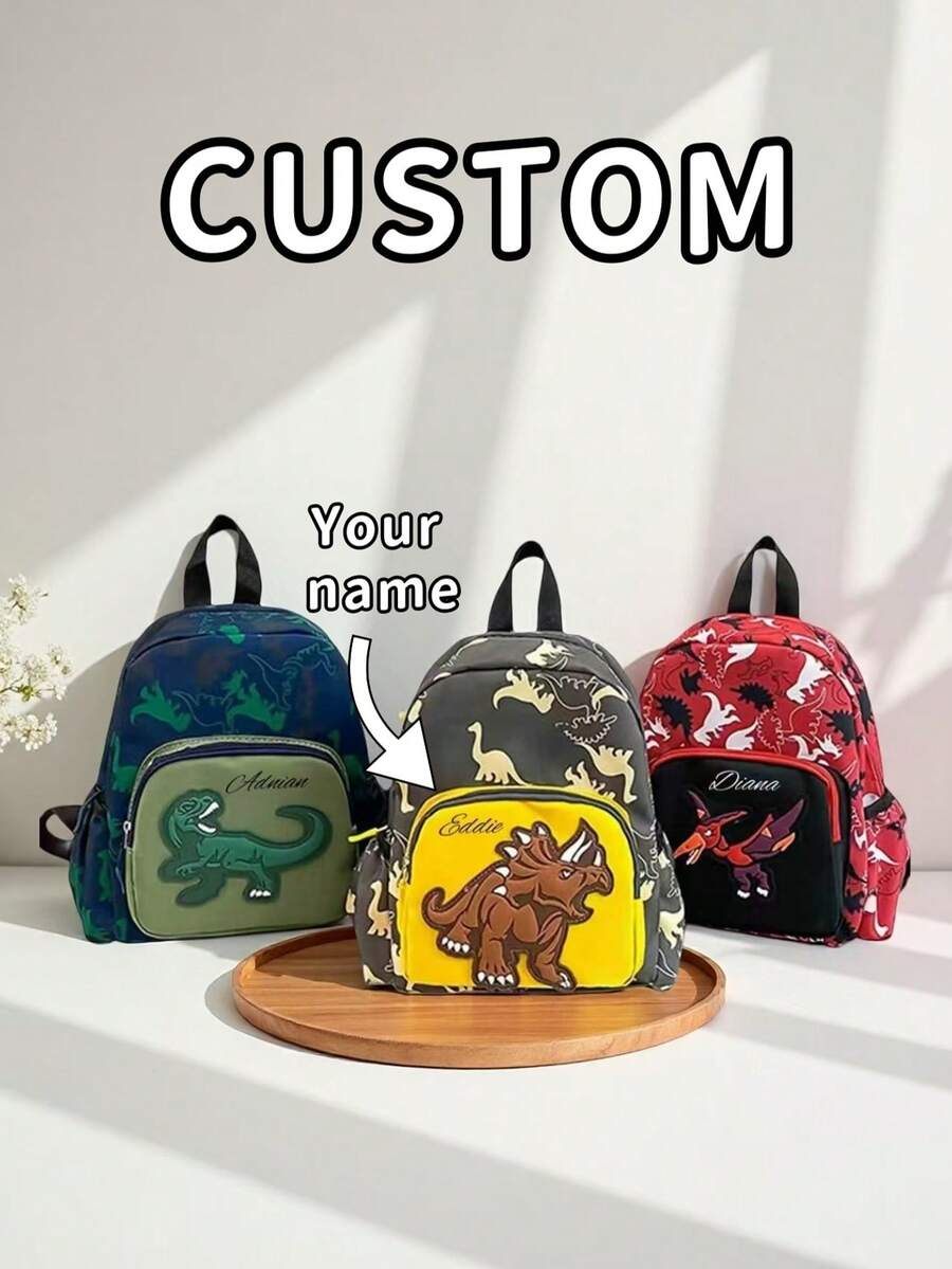 Customize Your Mini Backpack With Your Name Or Holiday Greetings. Create Your Own Backpack. Stylish And Versatile, This Kawaii Backpack Features A Dinosaur Print With Multiple Pockets. Lightweight And Portable, It's Perfect For Everyday Use, Travel, Shopping, Dancing, Sports, And Outdoor Activities.