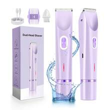 Women Bikini Trimmer, Dual-Head Hair Trimmer For Women,2-In-1 Bikini Shaver With Ceramic Blade Heads & Type-C Charging Port, Electric Razors For Women Pubic Hair,Underarms,Legs,Arms,Face