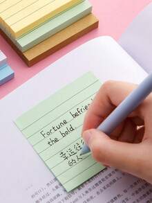 100/200sheets Line Sticky Notes 4 Colors Portable Student Note Marker Writing Sticky Notes, Self-Adhesive Easy To Apply Notepad Office, Home, School Big And Small Two Styles, Office Small Helper,School Supplies,Back To School