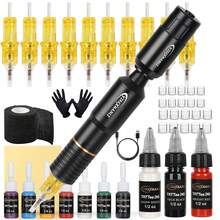 Wireless Tattoo Machine Kit, Includes: 1 Bottle 15ml White Tattoo Ink, 1 Bottle 15ml Black Tattoo Ink, 10 Professional Tattoo Needles + 10 Random Color Ink Cups, 1 Data Cable, 1 Pair Black Disposable Gloves, 1 Roll Black Tattoo Bandage, Long-Lasting Battery, Supports Fast Charging, Stable Operation, Suitable For Beginner Tattoo Artists - Multicolor - View 18