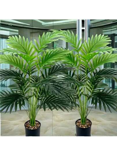 2 paquetes de 60cm Árbol de palma artificial - Decoración de plástico para interiores/exteriores para el hogar, oficina, boda, Halloween, Navidad, Pascua, Día de San Patricio - Plantas falsas sin mantenimiento (maceta no incluida), decoración de árbol de palma, arreglo de eventos, aspecto natural, hojas de fácil cuidado, estilo tropical, verdor duradero, decoración navideña