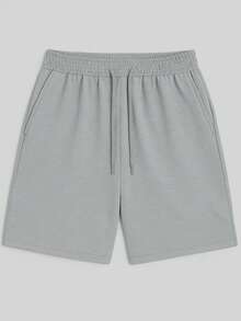 Men's Bermuda Shorts, Plain Sweatshirt, Flannel Shorts, Immediate Shipping, Various Colors, Comfortable - Xám - Xem 7