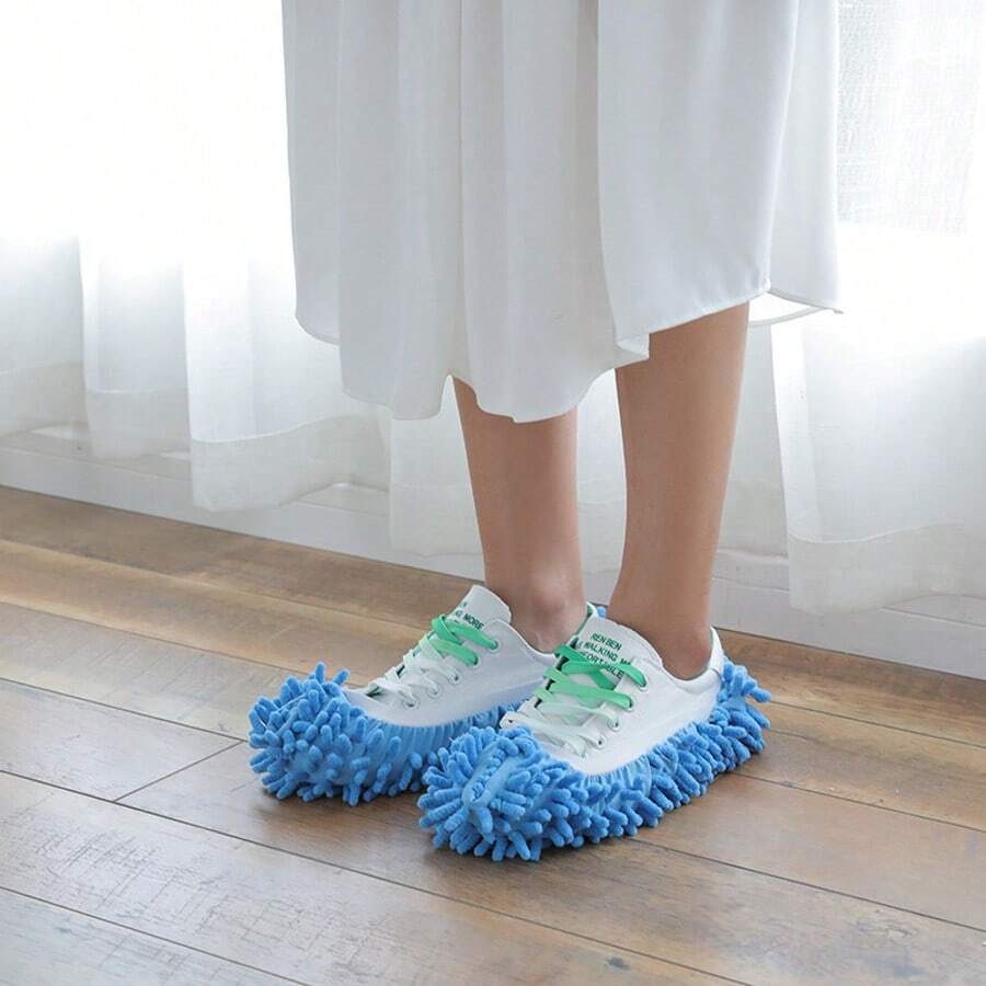 Floor Cleaning Slipper Shoes - Removable Washable Chenille Mop Slippers For Hands-Free Mopping, Machine Washable Scrubbing Slippers For Hardwood Tile Floors, Home Cleaning Footwear For Dry/Wet Dust Mopping