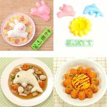 4 pièces Moule à riz en forme de dauphin, lapin, soleil. Accessoires de bento pour faire des sushis. Coupe-algues nori. Outils de cuisine DIY pour repas familiaux. Convient pour la préparation de boîtes à bento