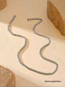 1条嘻哈风酷炫龙骨链项链，男童款，不锈钢饰品配件，日常装饰礼物，送给朋友 - 銀色 - 查看 3