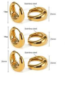 Pendientes de aro en forma de lágrima minimalistas de acero inoxidable para mujeres