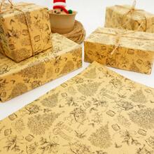 6 pezzi Set di carta da regalo natalizia in carta kraft con Babbo Natale - Adatto per incartare regali, avvolgere profumo, confezionare vestiti, decorazione domestica, arti e mestieri, fai da te, borse per confezioni, decorazioni per compleanni, matrimoni, feste, ideale per decorazioni natalizie e di festa