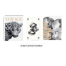 1/3pcs Frameless Gold Leopard Wall Art Set, B&W Gallery Wall Prints, Luxury Glam Decor For Office, Girls Room | Back To School, Room Decor, Dorm Essentials, Vintage Posters, Wall Prints, Bedroom Decor, Gift - Gold - View 14
