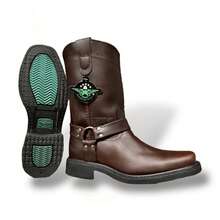 BOTAS VAQUERAS PUNTA CHATA CON ARGOLLA SUELA TACON DE HULE PARA TRABAJO O VESTIR PIEL DE RES SUELA COSIDA WELT GOODYEAR MARCA AMERICAN WELT - Café - Ver 6