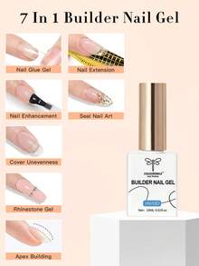 COLOURSMILE 15ml Clear Building Nail Gel Nail Polish For Strengthener Gel Extension Gel Base Coat In A Bottle Soak Off Uv Led Gel Nail Extension - Clear - View 3