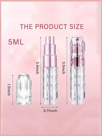 1pc Portable Mini Refillable Perfume Atomizer Bottle Atomizer Travel Size Spray Bottles Accessories 5ml/0.2oz