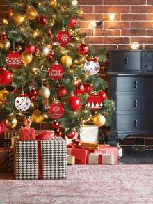 12-24 Decorações de madeira requintadas para árvores de Natal - adequadas para decoração de Natal e casa (bolas de Natal) - Multicolorido - Ver 4
