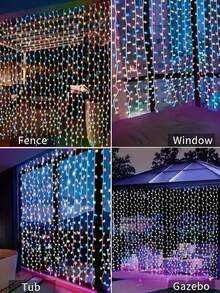 One-Piece Set, 100/200/300 LED Solar-Powered Outdoor String Lights, Solar-Powered Copper Wire Fairy Lights With 8 Lighting Modes, Perfect For Weddings, Parties, Balconies, Terraces, Tents, Eaves, Camping, Gardens, Trees, And Patio Decorations. - Multicolor - View 6