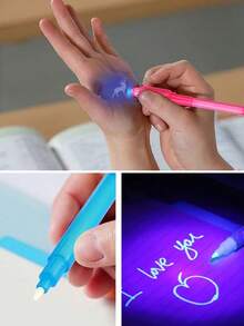 Fluorescent Pen Highlighter Marker, Glow In The Dark Invisible Light Up Magic Pen, Multi-Function LED Pen, UV Disappearing Invisible Pen - Multicolor - View 4