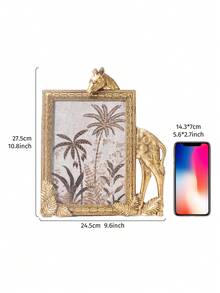 1pc Gold Resin Rectangular Giraffe Shaped Decorative Photo Frame, Resin Material Frame For Tabletop Cozy Photo Display And Photography Prop - Gold - View 8
