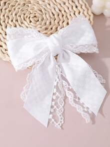 1个女士优雅双层樱桃蕾丝蝴蝶结发夹，适合日常、春夏和度假装扮 - 彩色 - 查看 9