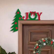 1 Piece Of Christmas Wooden Door Corner Decoration, Joyful Christmas And Christmas Tree Pendant, Suitable For Christmas Home Front Door Corner Pendant, Festive Party Decoration Pendant Home Decor Christmas Decorations Room Decor