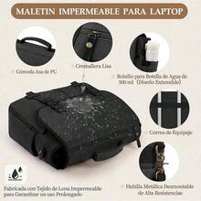 Lubardy Portafolios para Hombre Gran Capacidad Portafolio para Laptop 15.6 Pulgadas Maletín Hombre Maletin Laptop Lona con Bandolera Ajustable,Negro - Negro - Ver 5
