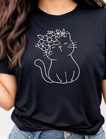 Embrace The Beauty Of Simplicity With A Piece That's Minimal But Never Mundane . It's Affordably Priced Without Compromising On Quality, Making It Easy To Stock Up Or Experiment With Different Styles. Whether You're A Student, Professional, Or Fashion Enthusiast, This Black Short Sleeve Tee Delivers Style, Comfort, And Value In One Essential Piece. Black Long Sleeve With Popular Colors, Animal Patterns, Geometric Patterns, Tie Dye Patterns, Floral Patterns, Millennial Spicy Girl Style, Y2K Style, Basic Patterns, Floral Patterns, Loose,Fall Outfit For Women, Christmas Outfit Women,Tops,Fall Clothes For Women,Vestidos Elegantes De Mujer,Winter Clothes For Women,Niche Vitality, Plus A Comfortable Fit - màu đen - Xem 1