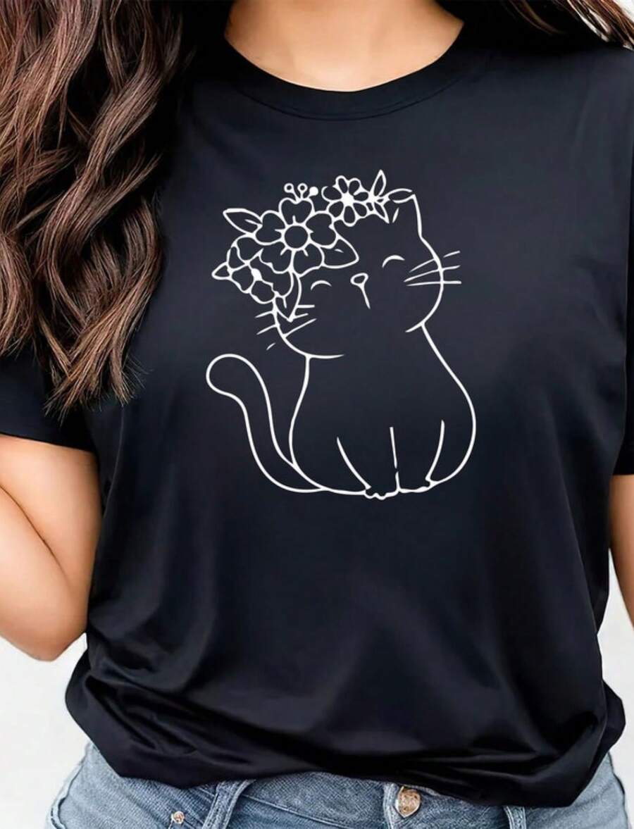 Embrace The Beauty Of Simplicity With A Piece That's Minimal But Never Mundane . It's Affordably Priced Without Compromising On Quality, Making It Easy To Stock Up Or Experiment With Different Styles. Whether You're A Student, Professional, Or Fashion Enthusiast, This Black Short Sleeve Tee Delivers Style, Comfort, And Value In One Essential Piece. Black Long Sleeve With Popular Colors, Animal Patterns, Geometric Patterns, Tie Dye Patterns, Floral Patterns, Millennial Spicy Girl Style, Y2K Style, Basic Patterns, Floral Patterns, Loose,Fall Outfit For Women, Christmas Outfit Women,Tops,Fall Clothes For Women,Vestidos Elegantes De Mujer,Winter Clothes For Women,Niche Vitality, Plus A Comfortable Fit - màu đen - Xem 1