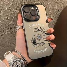 Funda de Teléfono de Ojo Malvado Estético Misterioso de Otoño para 16 Pro, 11, 15, 14, 13, 12 Pro Plus, Funda de Teléfono Negra y Plateada Antigolpes, Regalos de Moda para Adolescentes - Negro - Ver 5