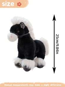 25厘米/9.84英寸仿真马毛绒玩具可爱柔软马填充动物毛绒玩具装饰创意礼物儿童生日派对家居女孩房间装饰游戏收藏品