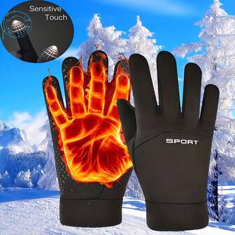 1pc Men's Winter Outdoor Thermal Gloves With Touchscreen Fingertips - Polyester Insulated Water-Resistant Cold Weather Gear For Sports Cycling Skiing Hiking Driving, Vibrant Orange Adjustable Fit Hand Washable, Perfect Gift For Him Dad Husband On Christmas Valentine's Day, Durable Material Sports Accessories Winter Essentials