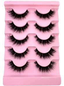 5Pairs/Pack Natural Thick Fluffy Volume False Eyelashes Dramatic Messy Mink Lashes Wispy Long 8D Volume Lasting Wispy False Eyelash Strips Foxy Eye Lifting Look Extension Full Eyelash Strip To Lengthen And Volumize The Outer Corner Of Your Eye Strip Lashes,Lashes,Eyelashes,Fake Lashes