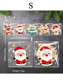 100pcs Christmas Treat Bags - Self-Sealing, Disposable Opp Candy & Cookie Pouches With Festive Cartoon Designs For Holiday Gifting Christmas Decorations Christmas Decor Christmas Gifts Christmas Party Supplies Christmas Gift Bags Christmas Bags Christmas Stickers Christmas Christmas Decorations Christmas Pajamas Christmas Gifts Christmas Decor