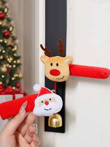 1 pieza Decoraciones para manijas de puertas navideñas, Papá Noel, Calcetines navideños, Alce, Cubiertas para manijas de puertas con diseño de árbol de Navidad, Protectores de habitación, Decoraciones de árbol de Navidad, Cubiertas de habitación, Adecuado para puertas de dormitorio, Puertas, Decoraciones de fiesta, Decoraciones navideñas para el hogar