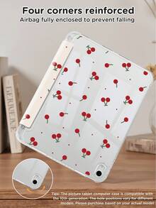 Minimalist Cherry Y-Shaped Foldable Double-Sided Frosted Acrylic Transparent Crystal Tablet Protective Case, Compatible With Samsung Pad Mini 6/7/9.7/10.2/10.5/10.9/12.9/Pro 11 (10th Gen), Protective Case Supports Multi-Angle Adjustment, 6 Placement Modes, Built-In Pen Slot, Transparent Back Cover, Anti-Drop Protection, Auto Wake/Sleep Function.