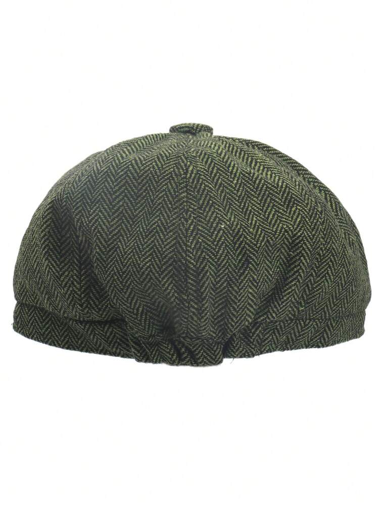 复古报童帽男士八角帽英伦画家帽春秋季贝雷帽人字形平顶帽嘻哈 - 綠色 - 查看 4