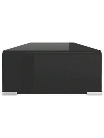 VidaXL TV St /Monitor Riser Zwart 80x30x13 Cm Glass view 4