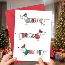 1 件，最佳贺卡公司 - 圣诞快乐贺卡带信封 - 帅气腊肠犬，送给男朋友女朋友情侣、丈夫妻子情侣的圣诞贺卡 - 均碼 - 查看 1