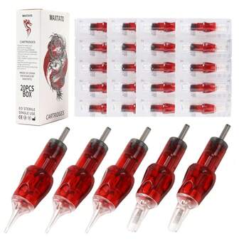 MAXTATO 20Pcs Red Tattoo Cartridge Needles 1 3 5 7 9 11 13 RS RL RM M1 Makeup Permanent With Membrane Safety Cartridges Disposable Tattoo Needle