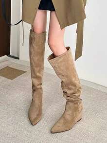 2025 New Round Toe Detachable Leg Tall Boots, Knee-High Boots, Fall, Winter, Autumn, Increase Height For Petite,Party