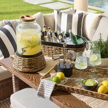 Black Galvanized Oval Tub Fashionable Oval Tub With Rattan Accents Complements Most Décor Styles. - Default - View 7