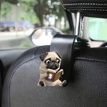 2 件 - 可爱哈巴狗 2D 汽车座椅挂钩，隐藏式后座储物挂钩，哈巴狗设计，亚克力多功能汽车配件，用于整理包袋、瓶子等，汽车座椅挂钩 - 彩色 - 查看 5