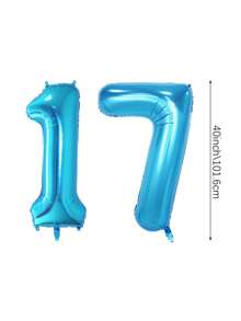 2 个 40 英寸（约 101.6 厘米）蓝色巨型数字氦气铝箔气球，大号数字气球适合生日派对、毕业典礼、周年纪念、派对装饰、拍照、家庭聚会、新年 - 彩色 - 查看 10