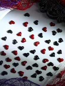 50 chiếc phụ kiện trang trí móng tay hình trái tim mini dễ thương, ngọt ngào và đáng yêu, màu đỏ tía và đen phối hợp, thích hợp cho thiết kế móng tay tự làm cho ngày Valentine, dụng cụ và phụ kiện làm móng. - Nhiều màu - Xem 5